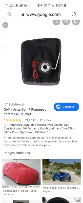 Pommeau et soufflet levier de vitesse pour GOLF 7/ MK7 ( 5