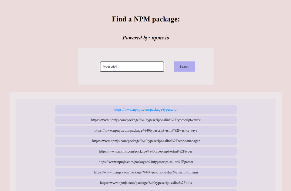 Npm packages finder