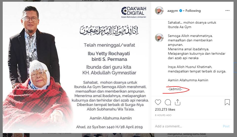 Kabar duka dari Aa Gym