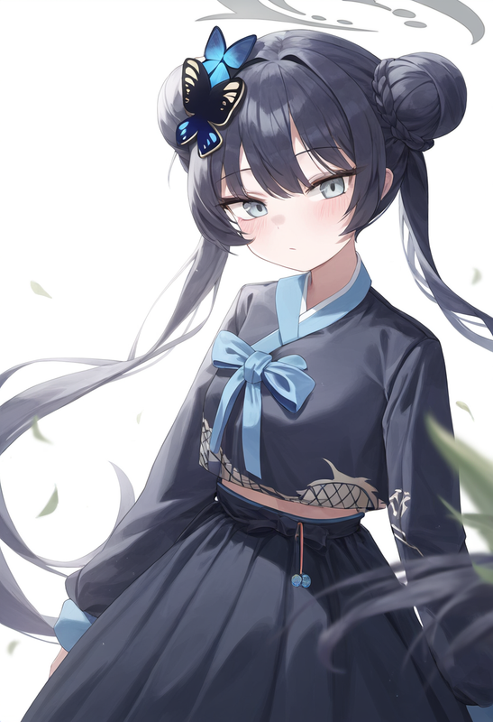 depth of field, 1girl, [kisaki(blue archive)], alternate costume,{{{{black hanbo s-2380453153