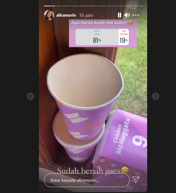 Alice Norin tunjukkan kemasan BTS Meal yang bersih.