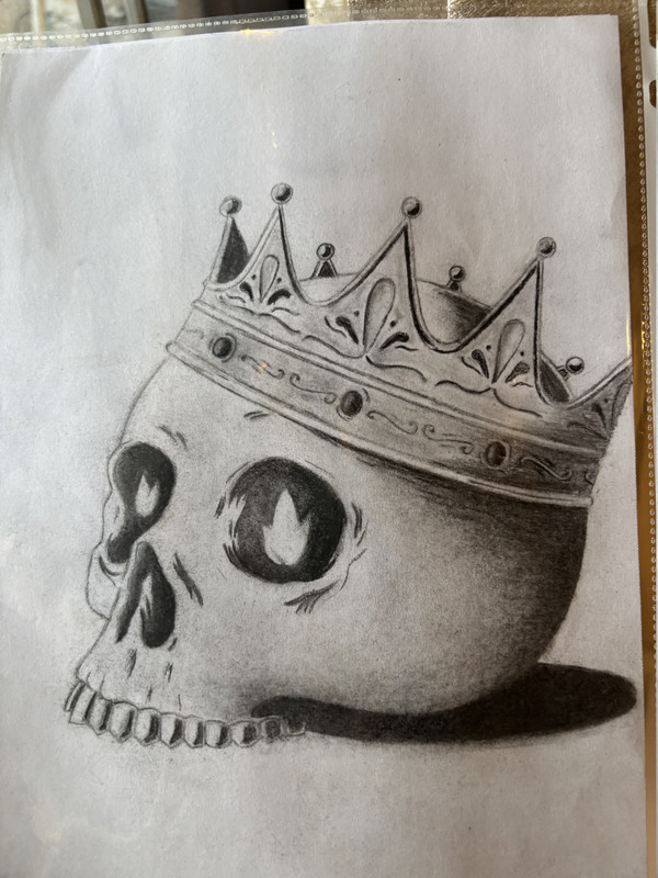 Skull Drawing - Charcoal