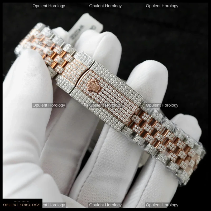 Rolex Datejust Custom Gold Plated Moissanite Diamond Setting 36mm - Super Clone