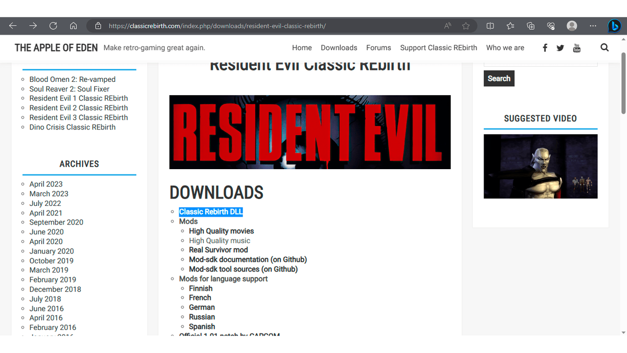 Main Menu  Resident Evil 3 Official Web Manual