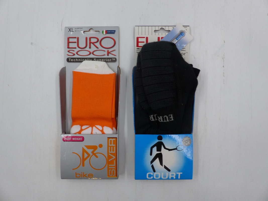 LOT OF 2 EURO SOCK EU202 CYCLE QUARTER & 3712 OPEN COOL MENS SPORTS SOCKS SZ XL