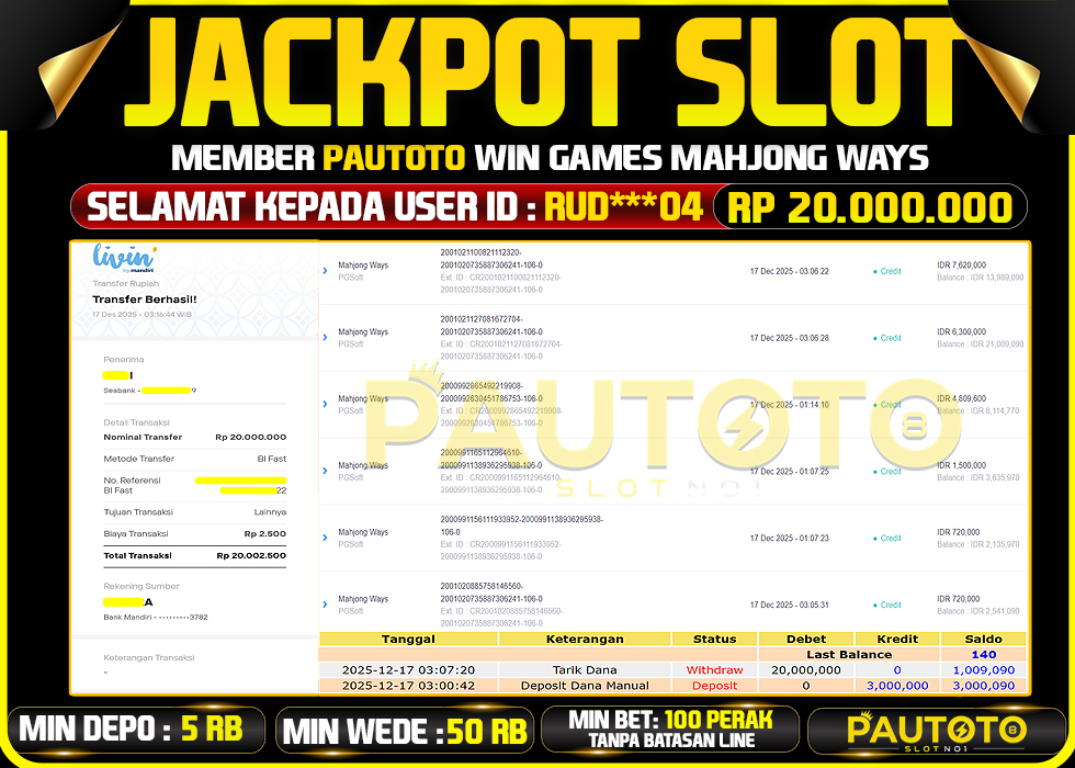 BUKTI JACKPOT LUNAS PAUTOTO