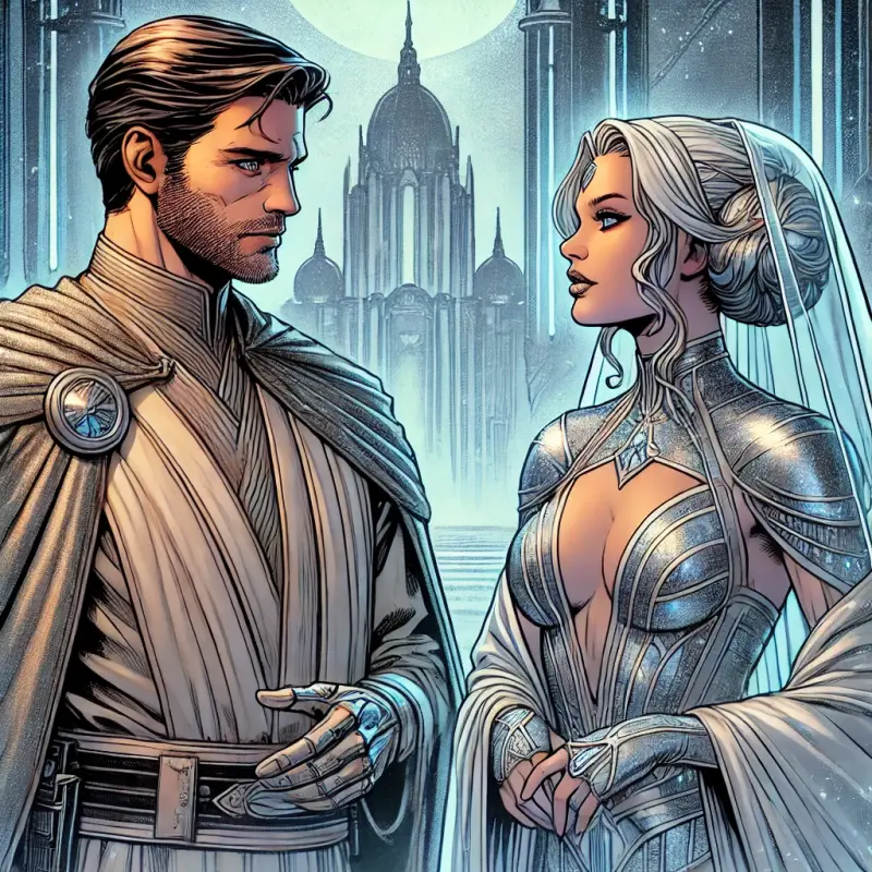 DALLE-2025-03-13-17-11-17-A-Western-Comic-style-illustration-of-a-powerful-Jedi-Master-and-Aielyn.webp