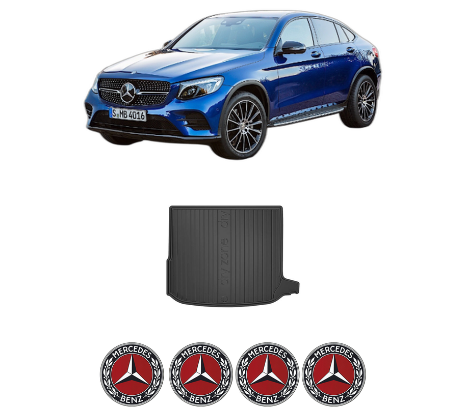 Tavita Portbagaj MERCEDES-BENZ GLC Coupe (C253) din 2016-2023, Protectie Portbagaj Auto, 4x Stickere auto cu MERCEDES-BENZ