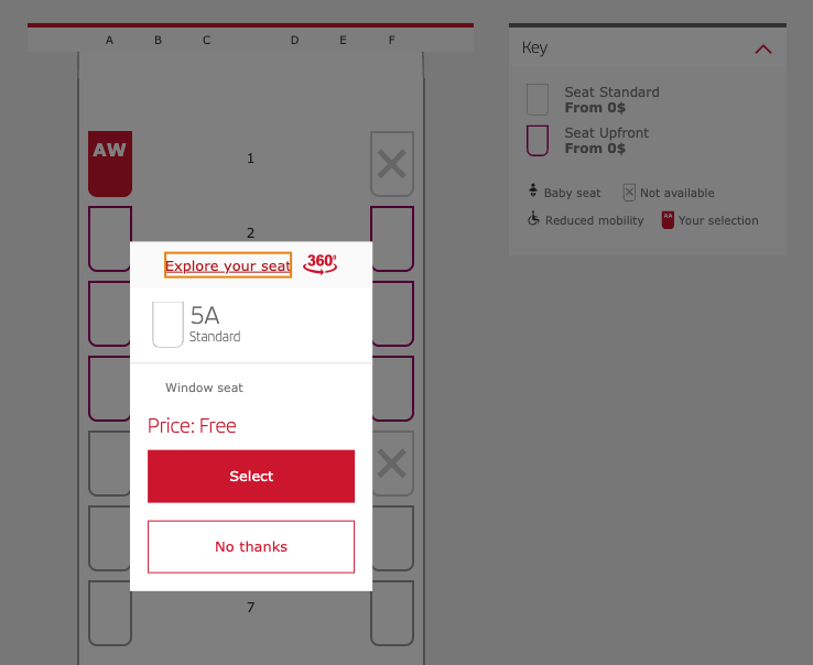 Iberia 360° cabin preview view