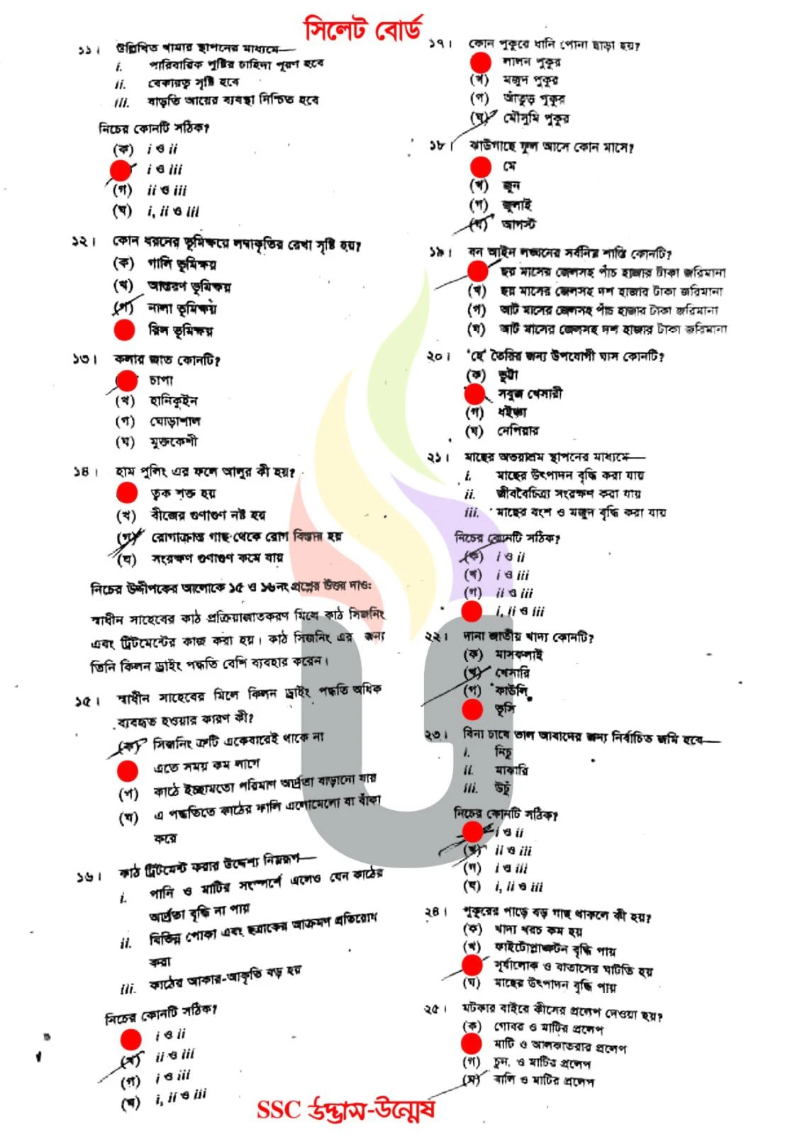 Agriculture Studies MCQ Exam Question Solution Sylhet Board 2026