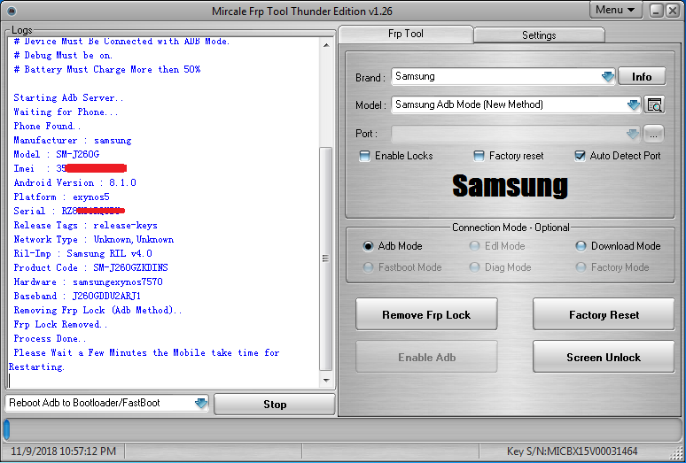 ADB on Samsung. Бесплатный frp tool