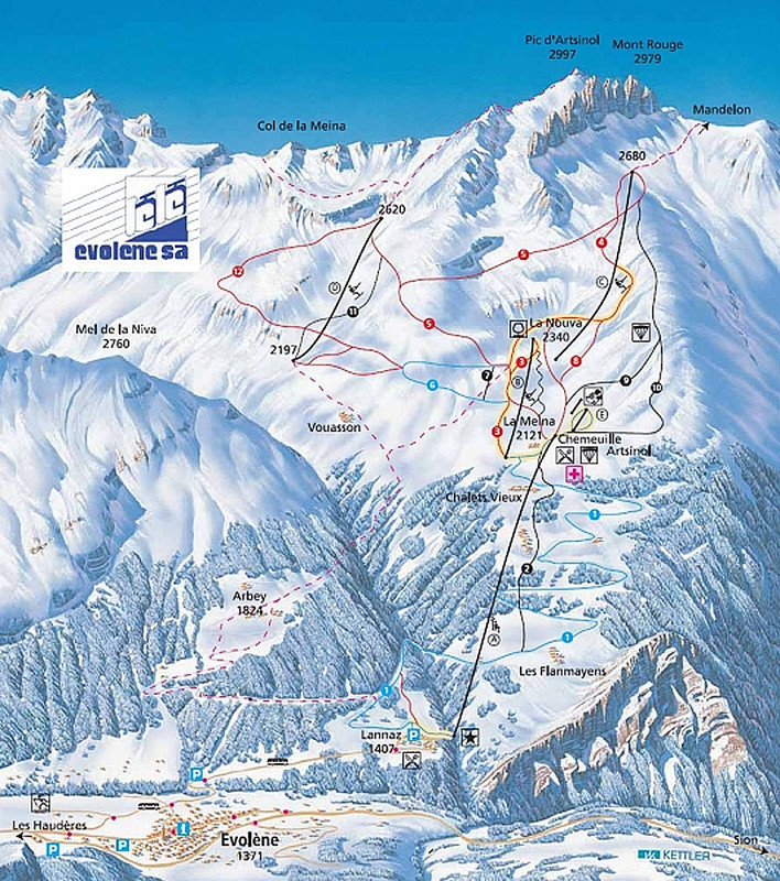 Evolène Pistenplan 1