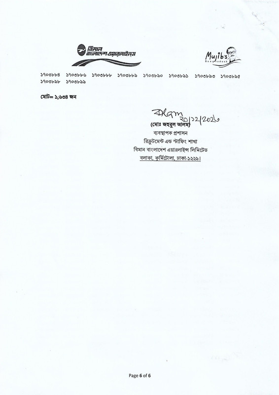 Biman Bangladesh Airlines Exam Junior Assistant (Operations) Physical Test Result 2023 PDF-6