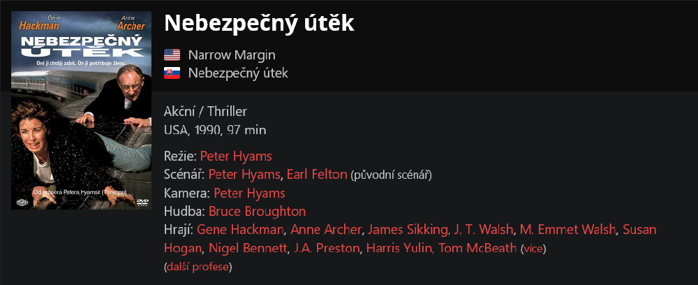 Nebezpečný útěk / Narrow Margin (1990)