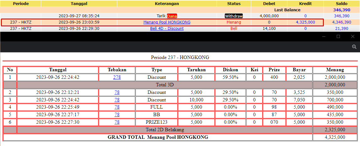 Bukti JP togel hari ini