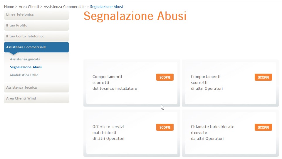 Wind - segnalazione abusi