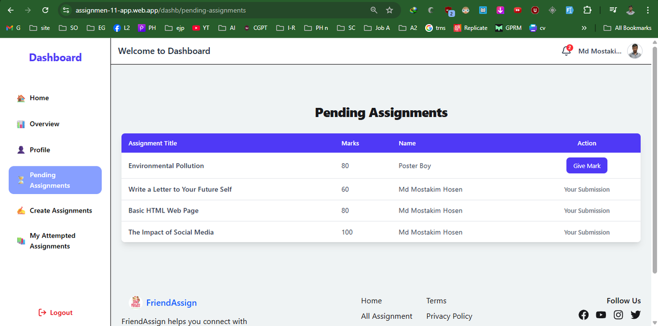 Pendding Assignment Page