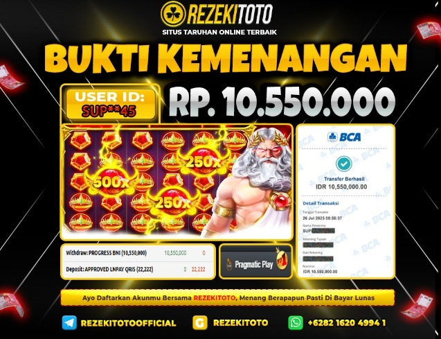 BUKTI KEMENANGAN 26 JULI 2025 GATES OF OLYMPUS 10 JUTA  