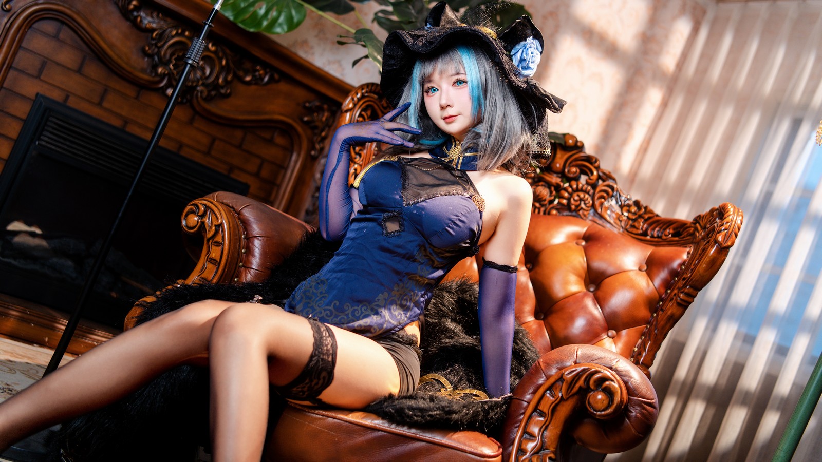 喜欢爱理吗COS二次元写真：柴郡旗袍高清图集（36P-453.8M）插图4