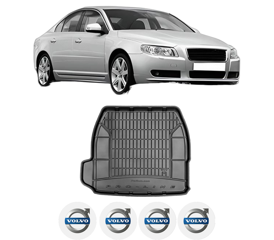 Tavita Portbagaj VOLVO S80 II (124) din 2006-2016, Protectie Portbagaj Auto, 4x Stickere auto cu VOLVO