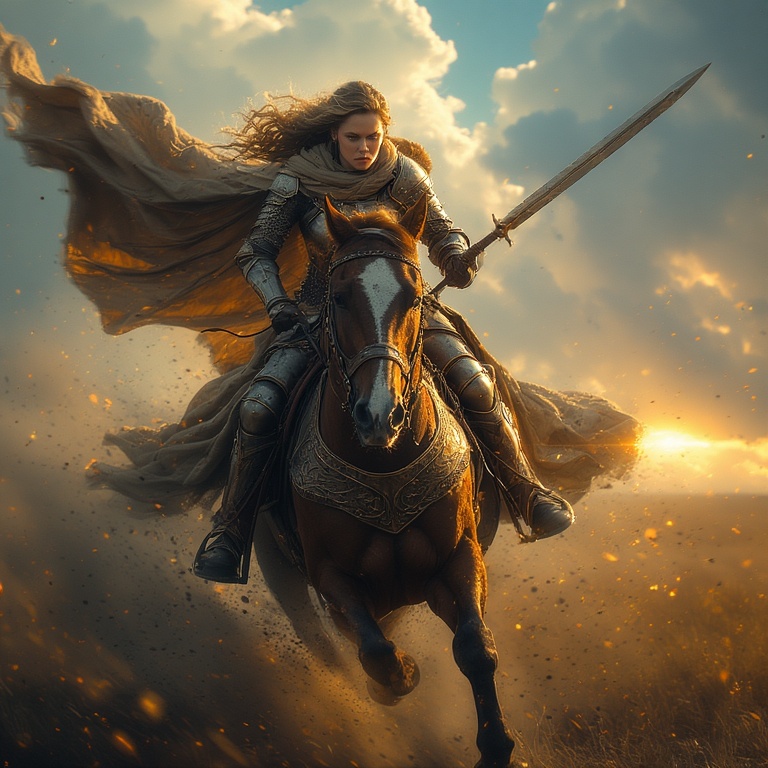 Armored-woman-charging-into-ba-(3)