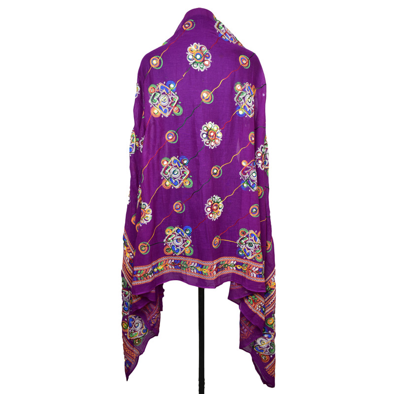 Women's Cotton Dupatta Wrap Stole Mirror Work Embroidery Ethinic Scarves Chunni - Picture 35 of 103