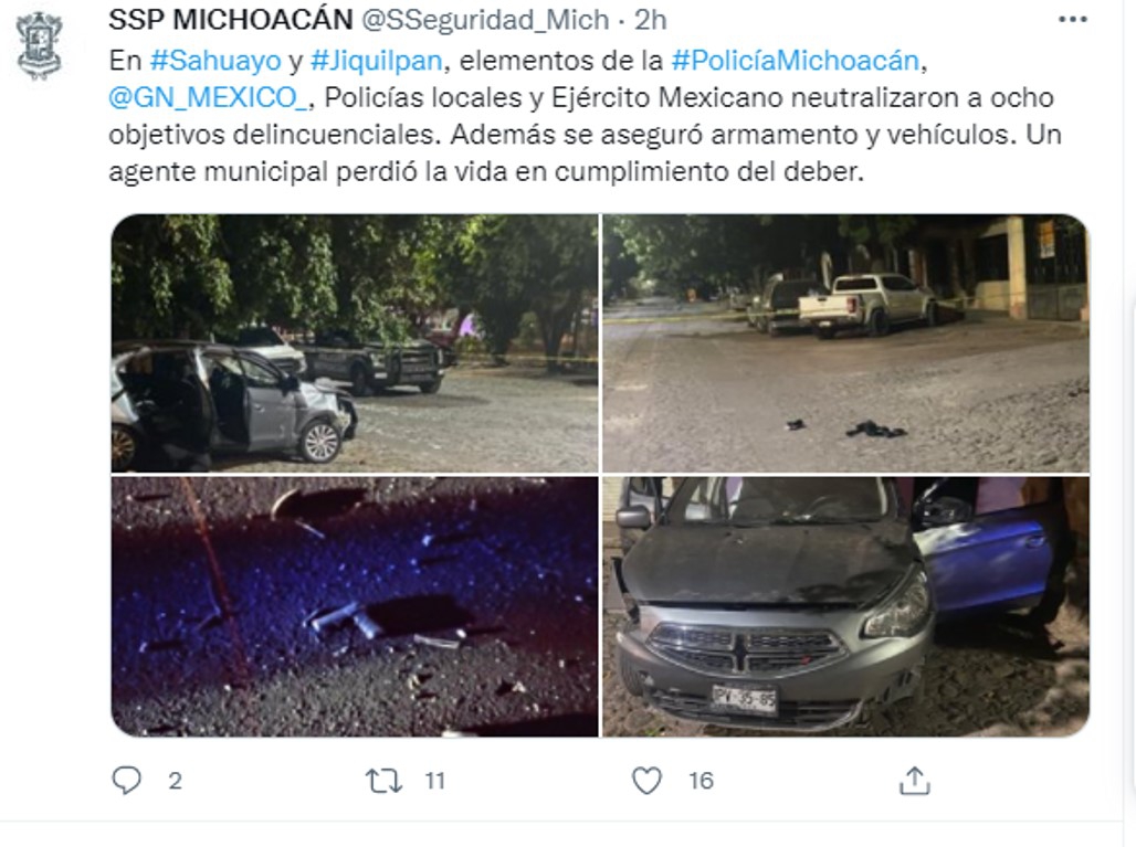 Abaten a 8 presuntos integrantes del CJNG en Michoacán