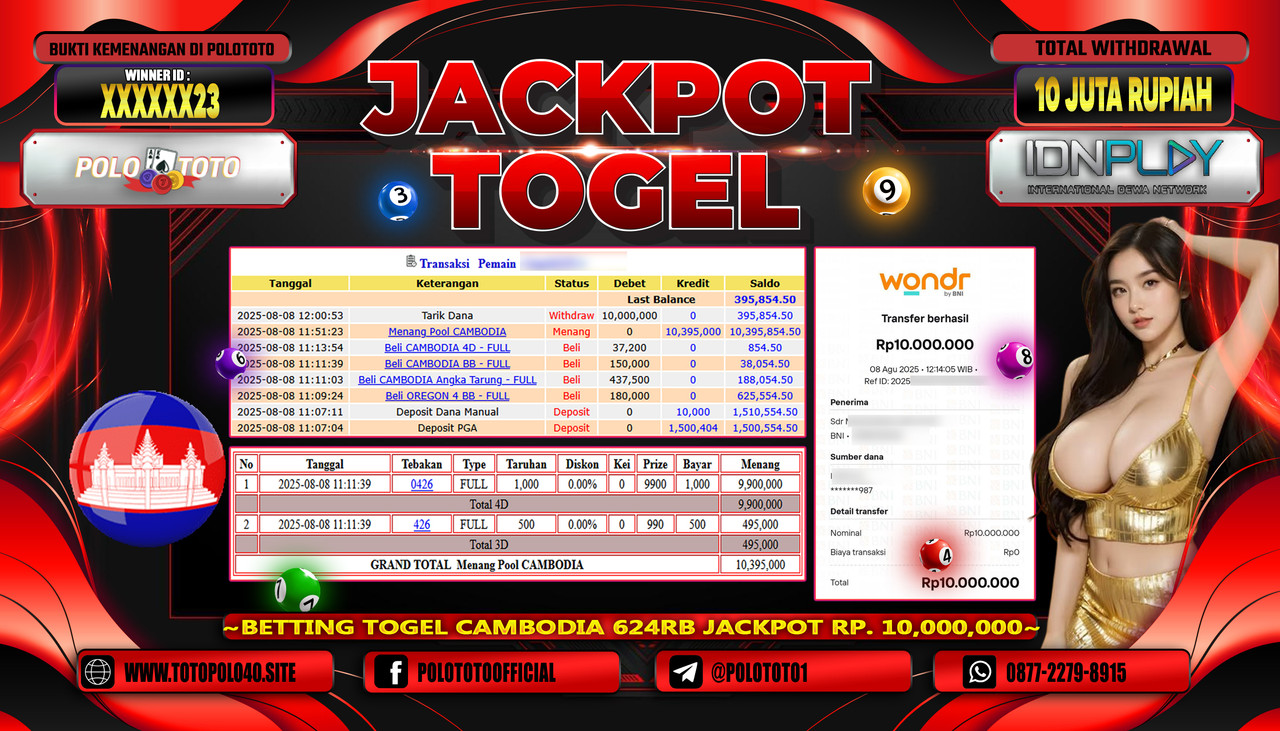 POLOTOTO JACKPOT TOGEL POOL CAMBODIA Rp.10.000.000,-LUNAS