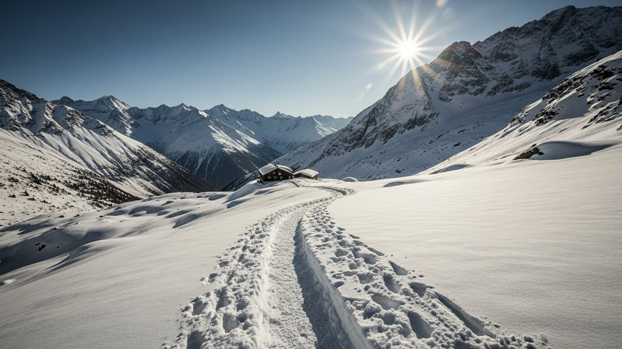 Trem suíço iniciando a jornada para os Alpes