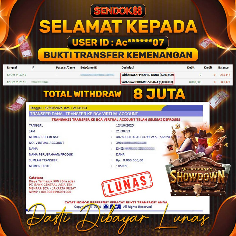 SENDOK88 JEPE! WILD BOUNTY SHOWDOWN Rp 8.000.000,- LUNAS!