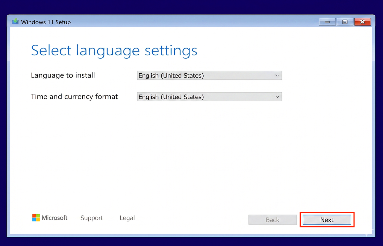 Language settings