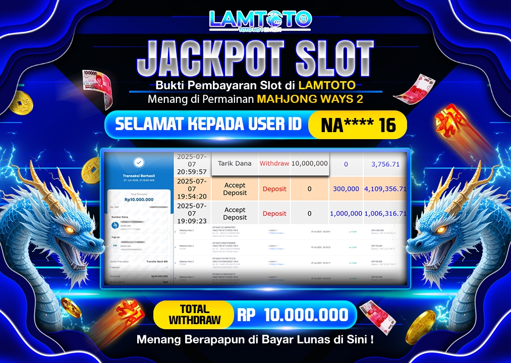 BUKTI JACKPOT LUNAS LAMTOTO