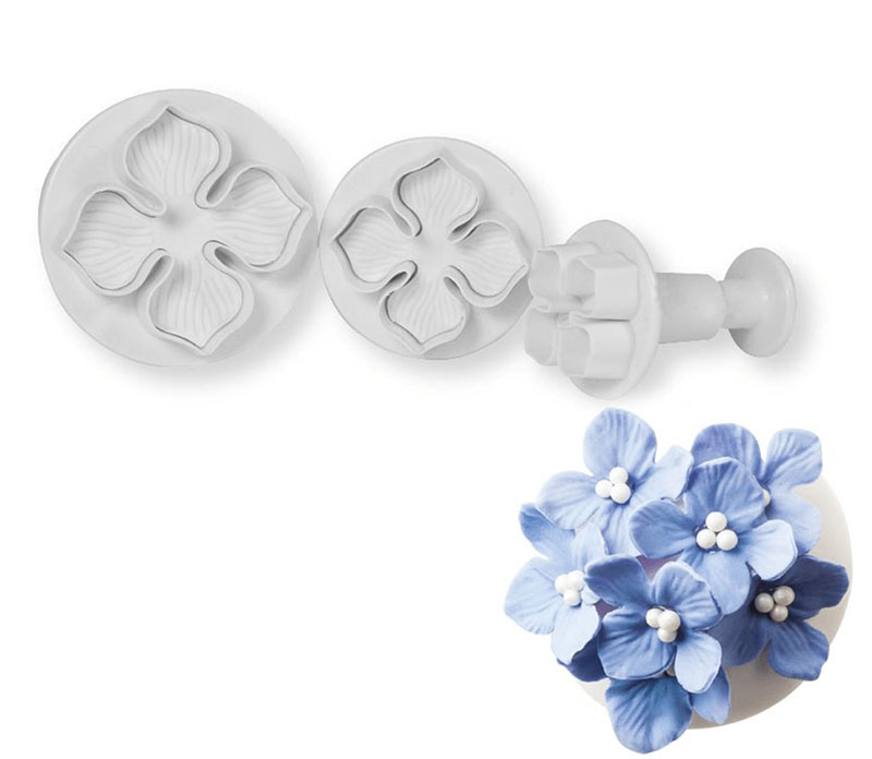 Set cortadoes  flor hortensia para Fondant galletas y tortas