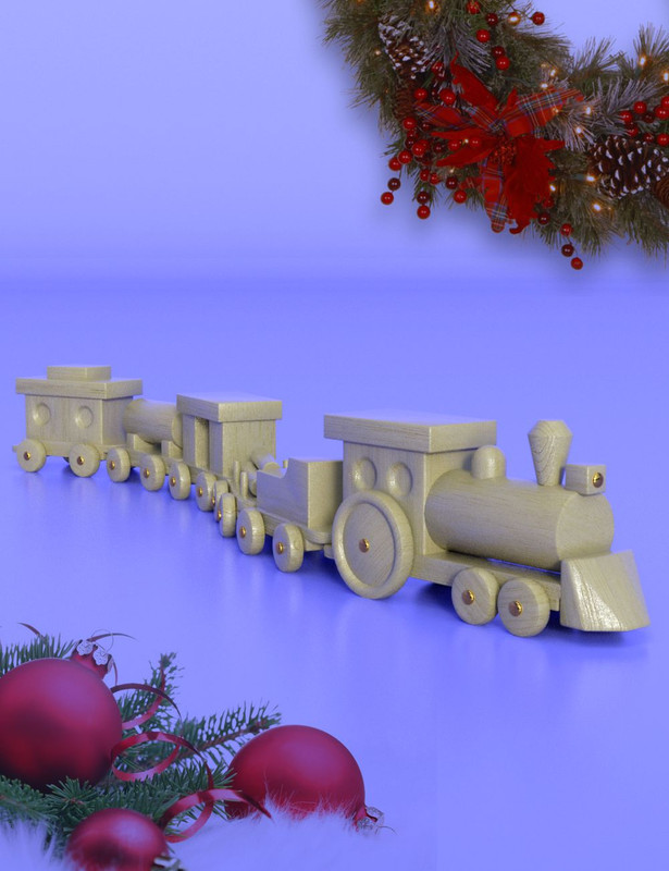 Wooden Christmas Train 2024 Free Daz 3D Models