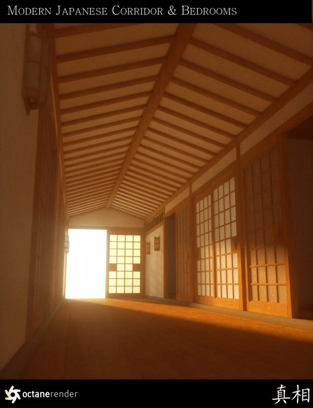 00 main japanese corridor bedrooms environment daz3d