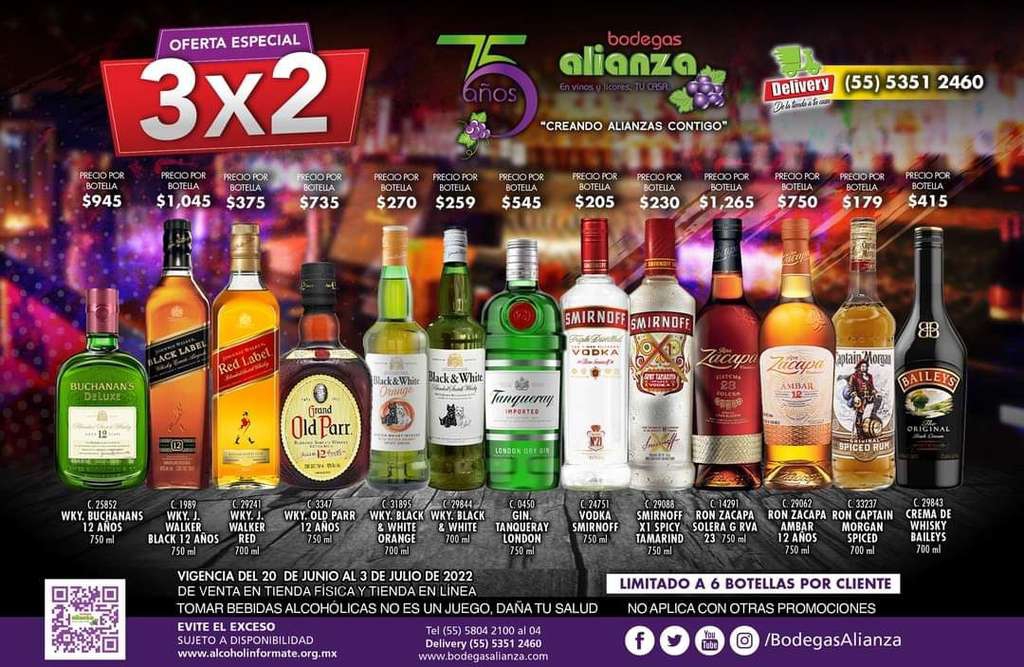 Bodegas Alianza: Ofertas 3 x 2 vigentes al Domingo 3 de Julio