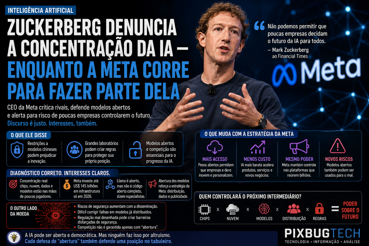 Zuckerberg denuncia a concentração da IA enquanto a Meta corre para se tornar uma das empresas que a concentram