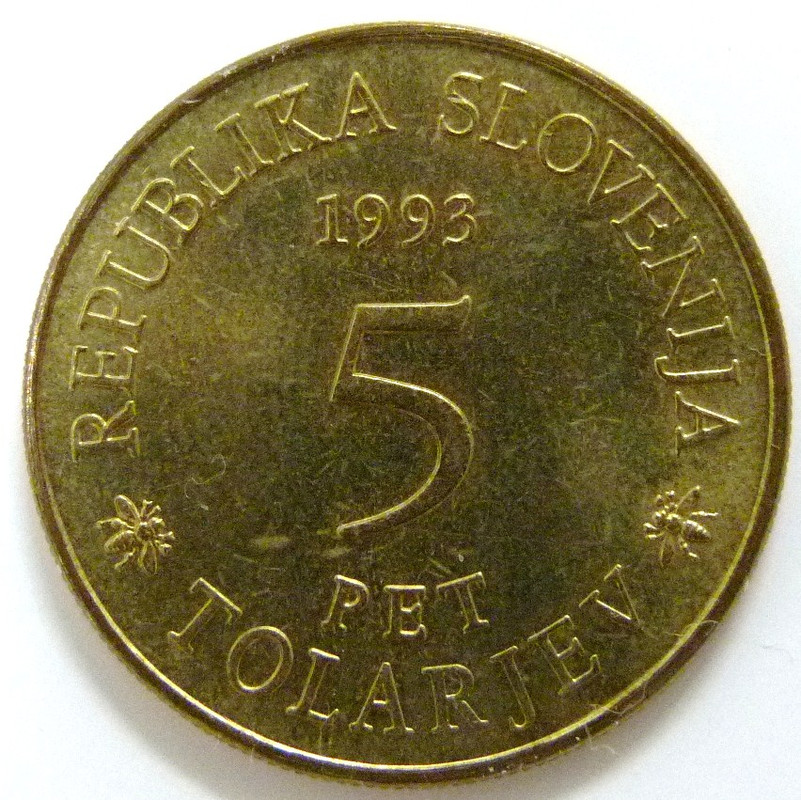 Eslovenia. Monedas conmemorativas de 5 Tolar (1993-1997) Completa. SLO-5-Tolar-1993-Academia-Operosorum-anv