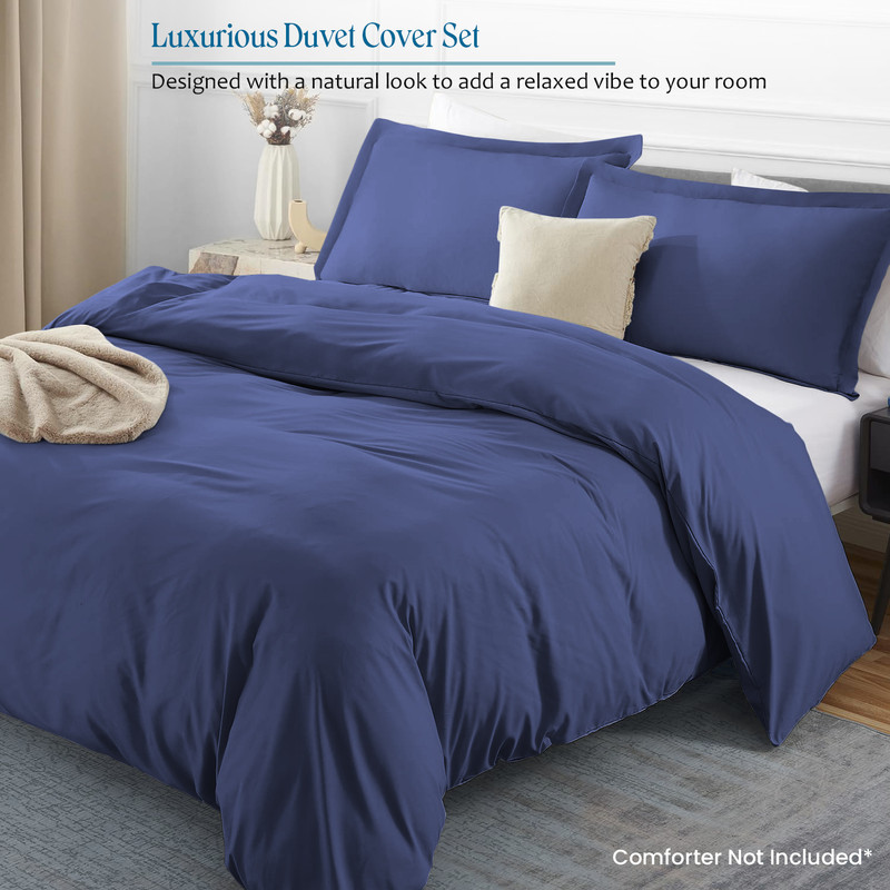 Picture of 1000 TC 100% Egyptian Cotton 1-Pc  Duvet Cover Zipper Closur Ultra Soft Durable and Fade Resistant Color Mediterran Blue Solid size Twin/Twin Xl