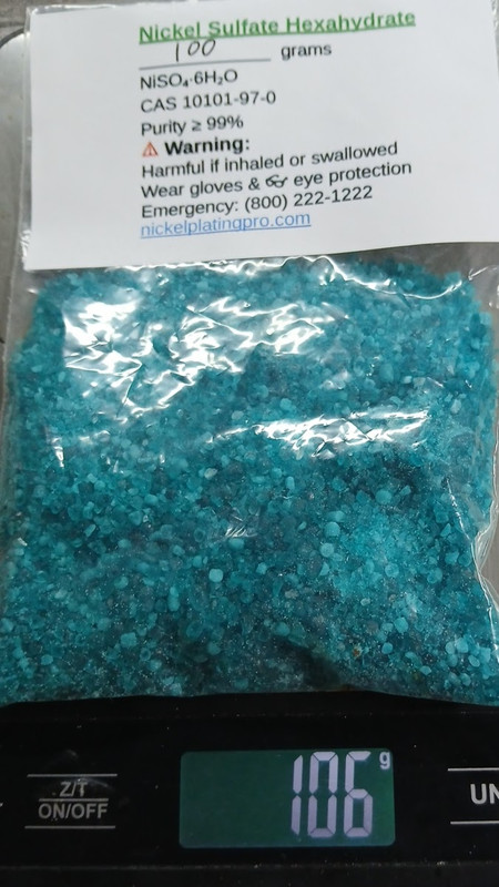 Nickel sulfate hexahydrate 100 gram container