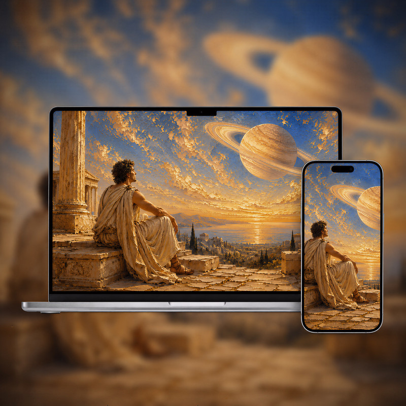 Echoes of Olympus wallpaper bundle shown on laptop and phone