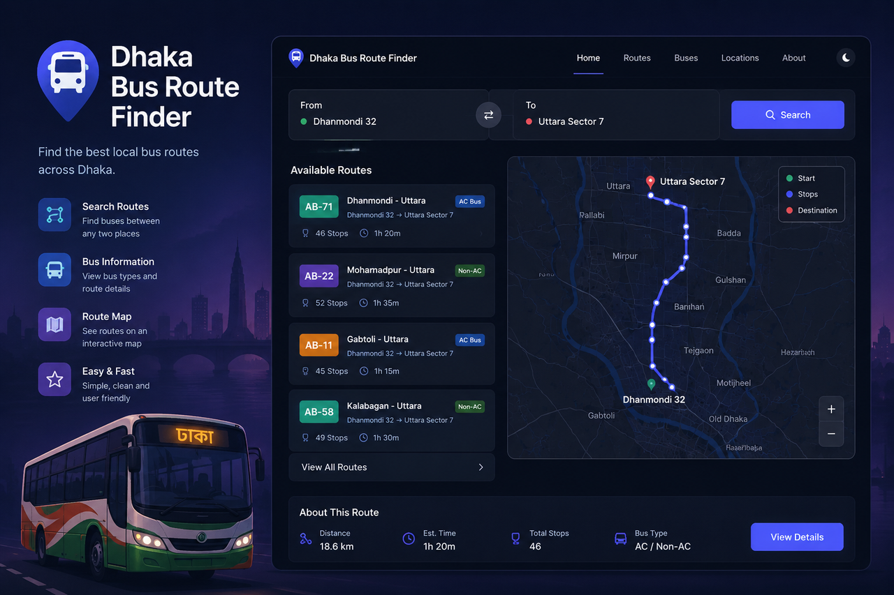 Dhaka Bus Route Finder preview