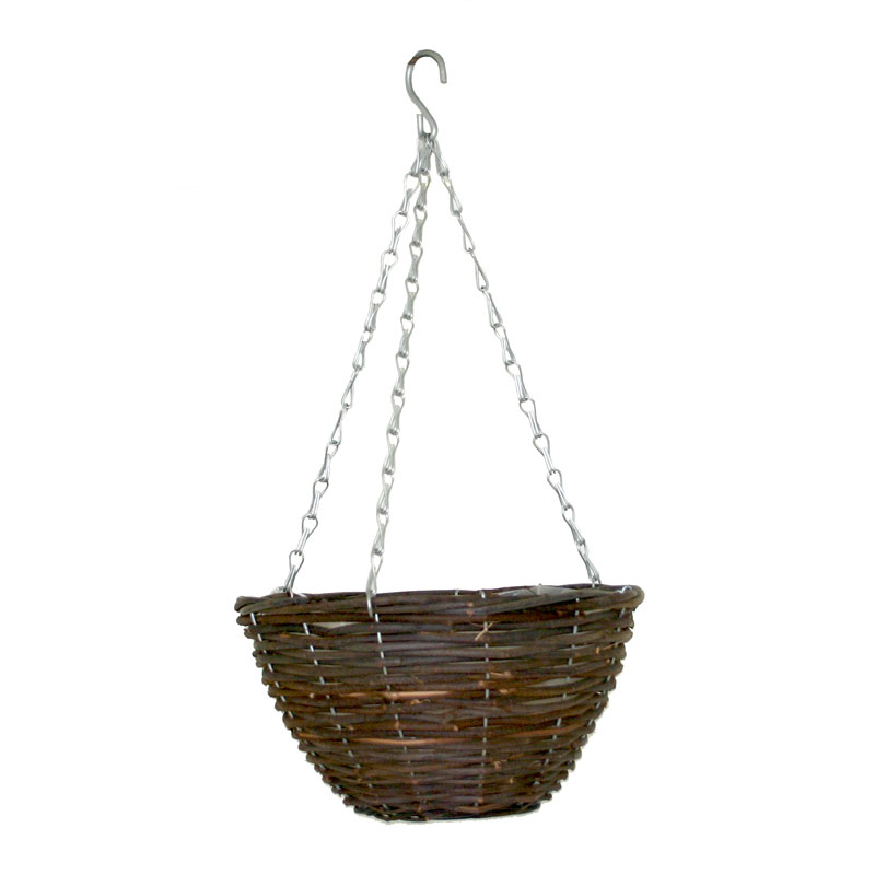 24 X 12/" NATURAL WICKER HANGING BASKET LINED 30CM RATTAN WILLOW FLOWER PLANTER