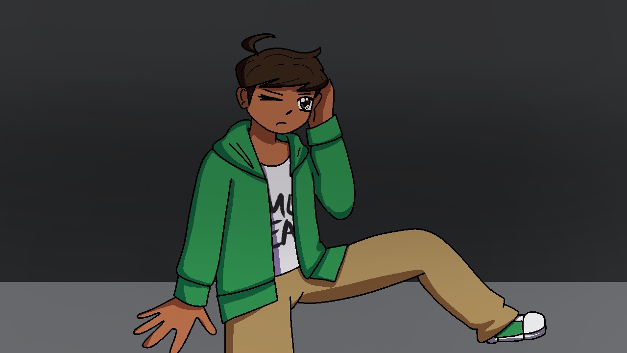 Edd sitting up, rubbing his head