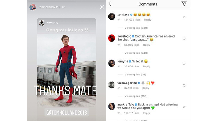 Reaksi Tom Holland dan komentar rekannya
