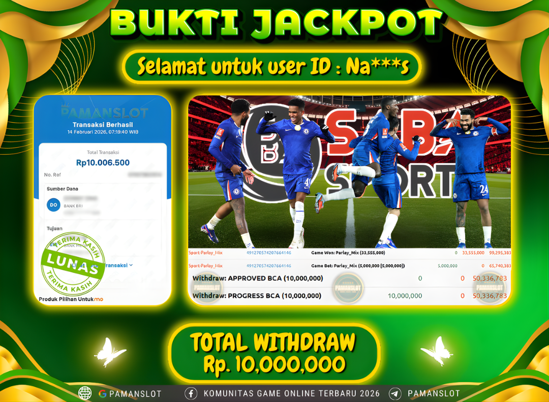 PAMANSLOT JACKPOT Game Saba Sport Rp.10,000,000- LUNAS