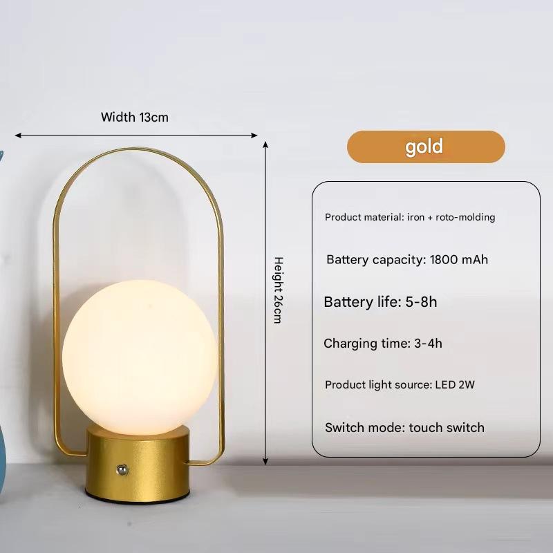 Supplier reference image for Gold Portable Rechargeable LED Lantern Lamp - Touch Control 3-Color Dimmable
