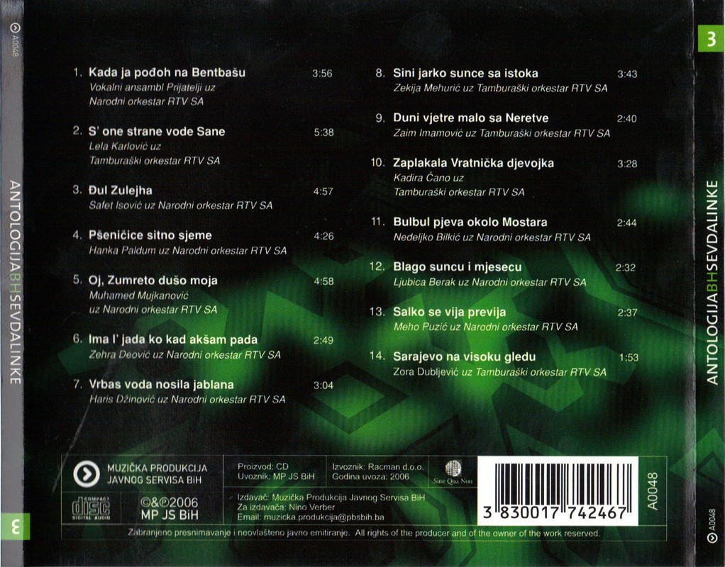 Antologija BiH Sevdalinke 3 2006 Zadnja