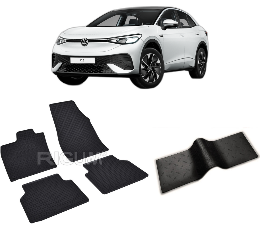 Set covorase auto VOLKSWAGEN ID .5 din 2022-PREZENT, cu covoras tunel median, CAROSERIE SUV, Presuri cauciuc 100%, compatibil cu autoturismul VOLKSWAGEN ID .5, Rigum