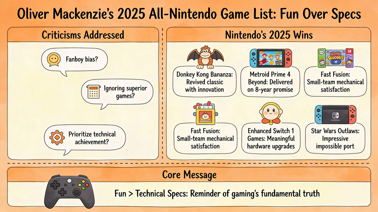 Digital Foundry's Oliver Mackenzie Just Picked All Switch 2 Games for His 2025 Top 5 List 1 Nintendo Switch console representing portable gaming excellence